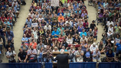 In July 2015, two months after announcing he would be seeking the Democratic Party's nomination for President, Sanders <a href="http://www.cnn.com/2015/07/01/politics/bernie-sanders-crowds-wisconsin-2016/index.html" target="_blank">spoke to nearly 10,000 supporters</a> in Madison, Wisconsin. "Tonight we have made a little bit of history," he said. "You may know that some 25 candidates are running for President of the United States, but tonight we have more people at a meeting for a candidate for President of the United States than any other candidate has."