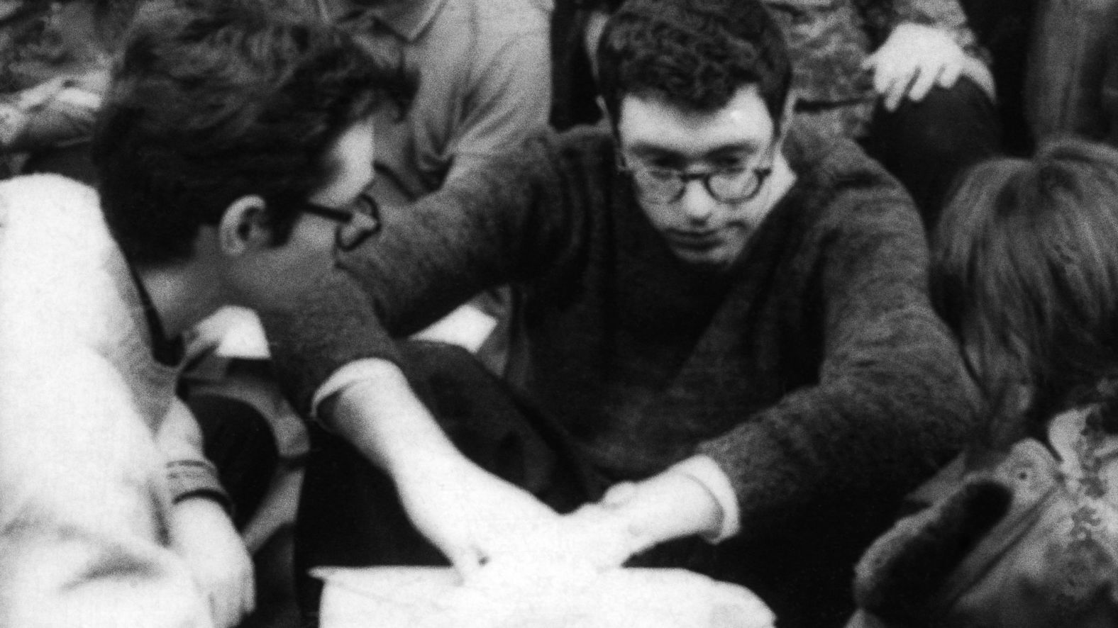 Sanders, right, leads a sit-in organized by the Congress of Racial Equality in 1962. The demonstration was staged to oppose housing segregation at the University of Chicago. It was Chicago's first civil rights sit-in.