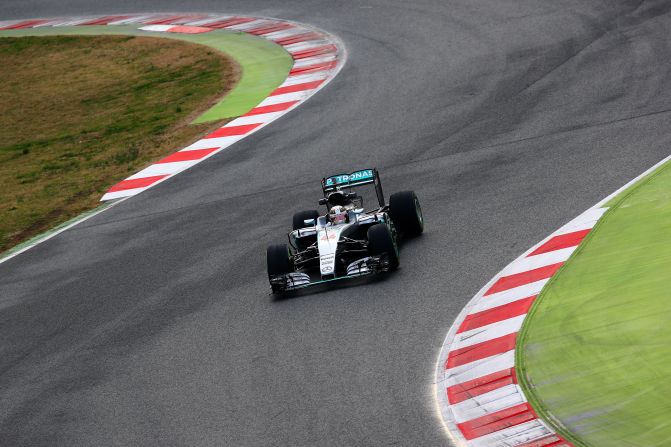 World champion Hamilton gets back on track as he takes the new Mercedes for a spin during the first day of testing at Barcelona's curvaceous Circuit de Catalunya, home to the Spanish Grand Prix. 