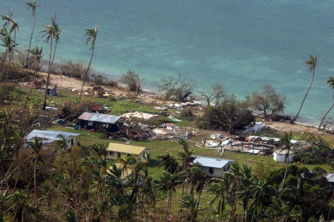 The village of Susui on Fiji's third largest island in a photo provided by the New Zealand Defence Force on February 22.