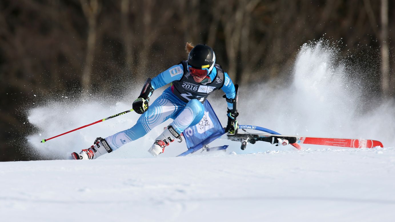 Argentina's Francesca Baruzzi Farriol loses a ski Tuesday, February 16, during a giant-slalom race at the Winter Youth Olympics. The games were held in Lillehammer, Norway.