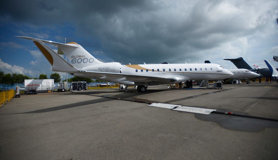 With a maximum range of 11,112 kilometers and top speed of Mach 0.88, Bombardier's Global 6000 is the Quebec-based manufacturer's rival to Gulfstream's G650. It can seat 13 passengers and sleep up to seven.
