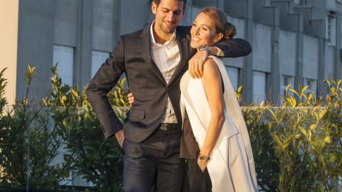 Djokovic pictured with his wife Jelena.