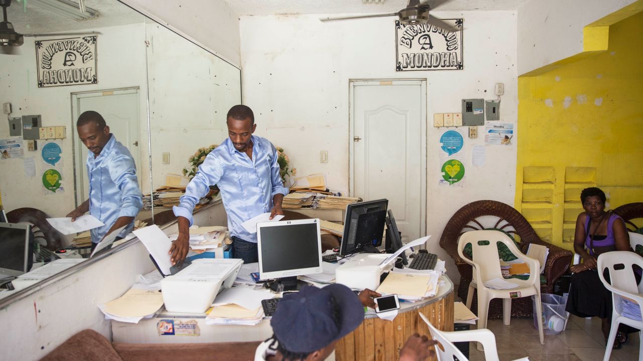 Inside the offices of MONDHA, the  organization created by Wendy Osirus to help immigrants in the Dominican Republic.