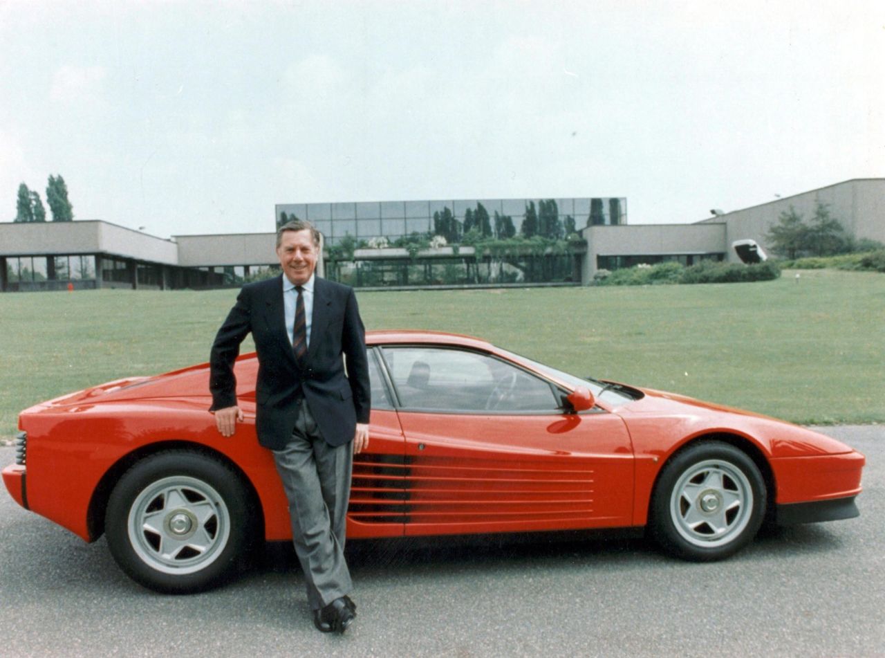 <em>By Leonardo Fioravanti, Ian Cameron, Guido Campoli, Emmanuele Nicosia, Diego Ottina at Pininfarina, 1984-1996</em> <br />In many way this is the ultimate sports car. Slightly too sharp to be phallic, it's certainly in your face, representing the spirit of design in the eighties. It is also emblematic of Pininfarina's huge contribution to Italian design. (pictured: Sergio Pininfarina with the Ferrari Testarossa)