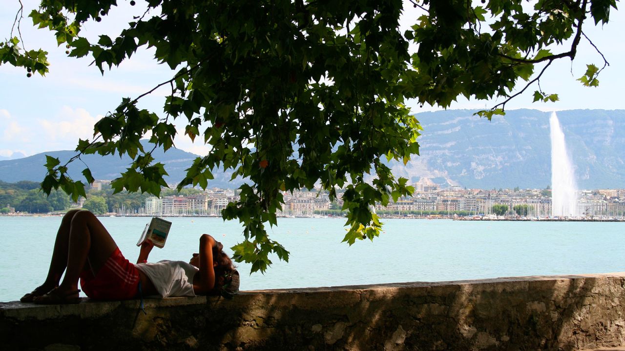 Reclining on a wall overlooking the lake is probably the only thing that doesn't cost a fortune in Geneva, one of the world's most expensive cities. Cost of living doesn't seem to impair quality of living though.