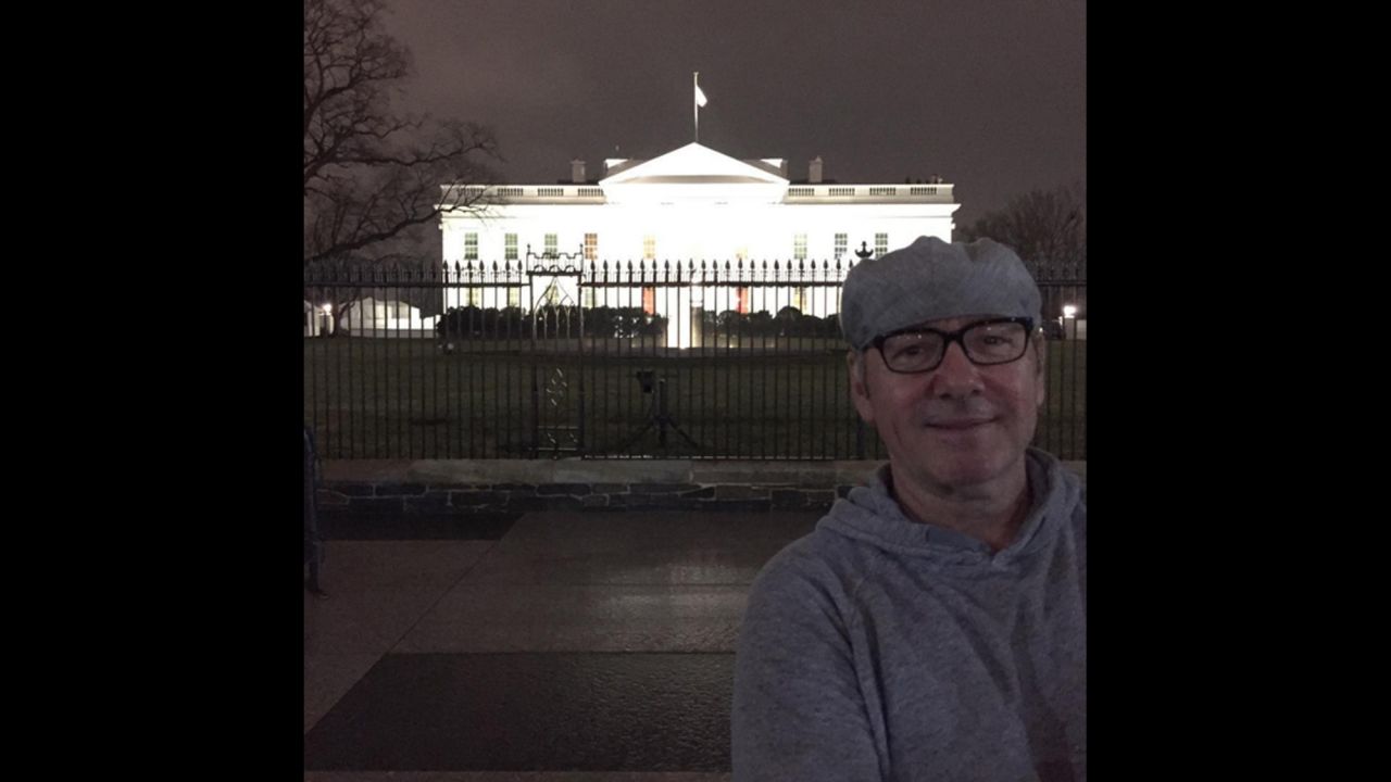Kevin Spacey, who plays a U.S. President in "House of Cards," opened his Instagram account with <a href="https://www.instagram.com/p/BCEjTHpClIX/?taken-by=kevinspacey" target="_blank" target="_blank">a White House selfie</a> on Sunday, February 21. "I'm a man of the people," he said. "Even I like to take a selfie outside my house from time to time." 