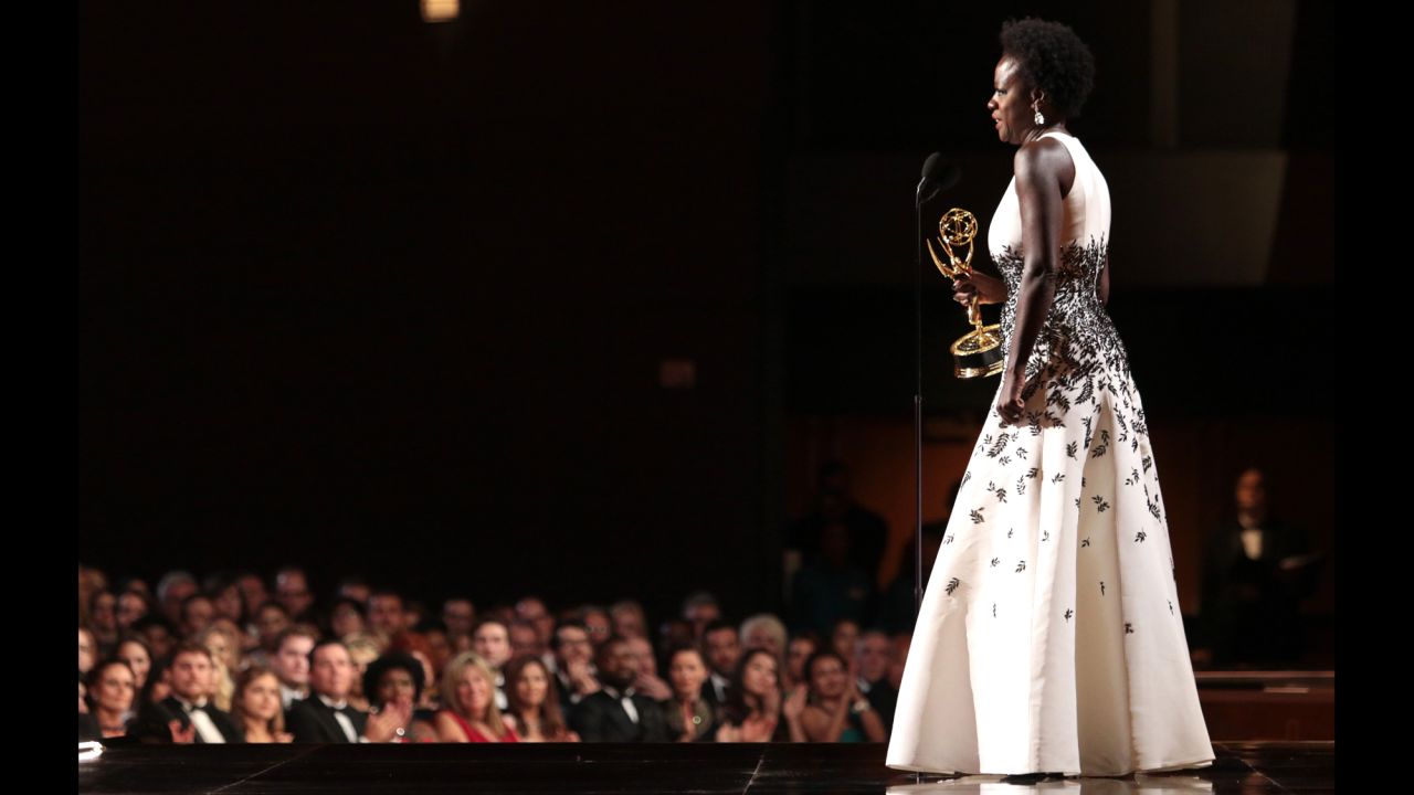 Viola Davis made history for being the first black woman to win an Emmy for a leading role in a dramatic series, "How to Get Away With Murder." Davis gave a stirring speech about diversity and access, making sure to acknowledge other black actresses like Gabrielle Union, Kerry Washington and Taraji P. Henson.  