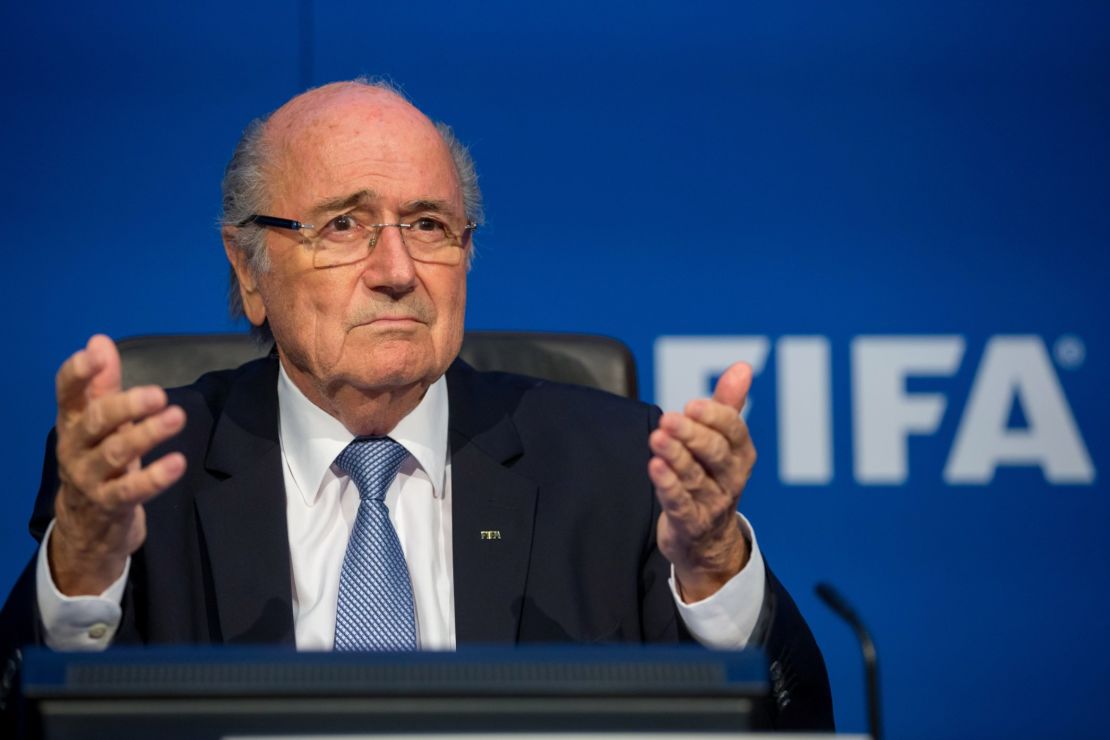 Sepp Blatter attends a press conference at the Extraordinary FIFA Executive Committee Meeting at the FIFA headquarters on July 20, 2015 in Zurich, Switzerland. 
