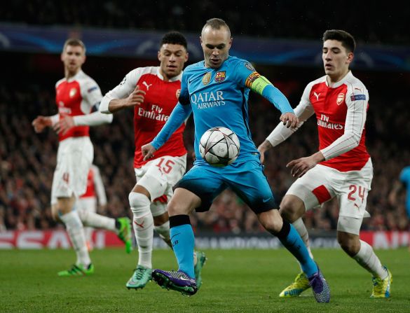 Andres Iniesta found himself the center of attention as Arsenal closed down its opponents at every opportunity.