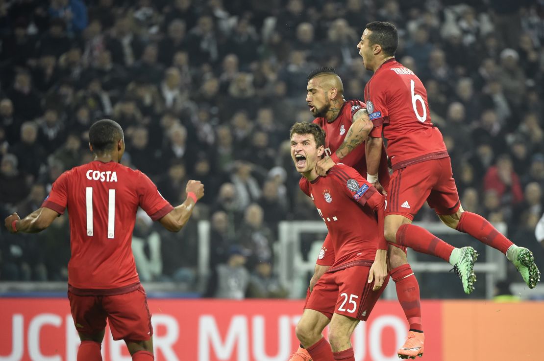 Thomas Muller was on target for Bayern Munich in Turin