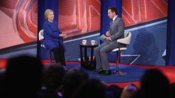 Hillary Clinton participates in a Town Hall meeting hosted by CNN and moderated by Chris Cuomo at the University of South Carolina on February 23, 2016, in Columbia, South Carolina.