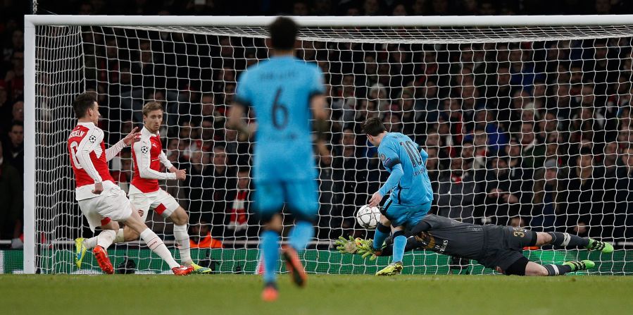 A rapid counter attack ripped through the Arsenal defense and Messi was on hand to fire home from close range. He added a second from the penalty spot with seven minutes remaining to finish Arsenal off.