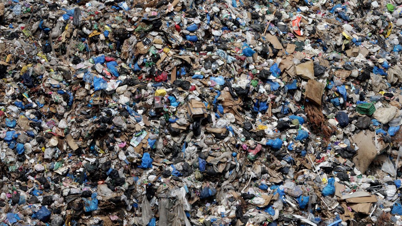 Trash piles up at the Monte Verde garbage dump, northeast of Beirut, on August 24.