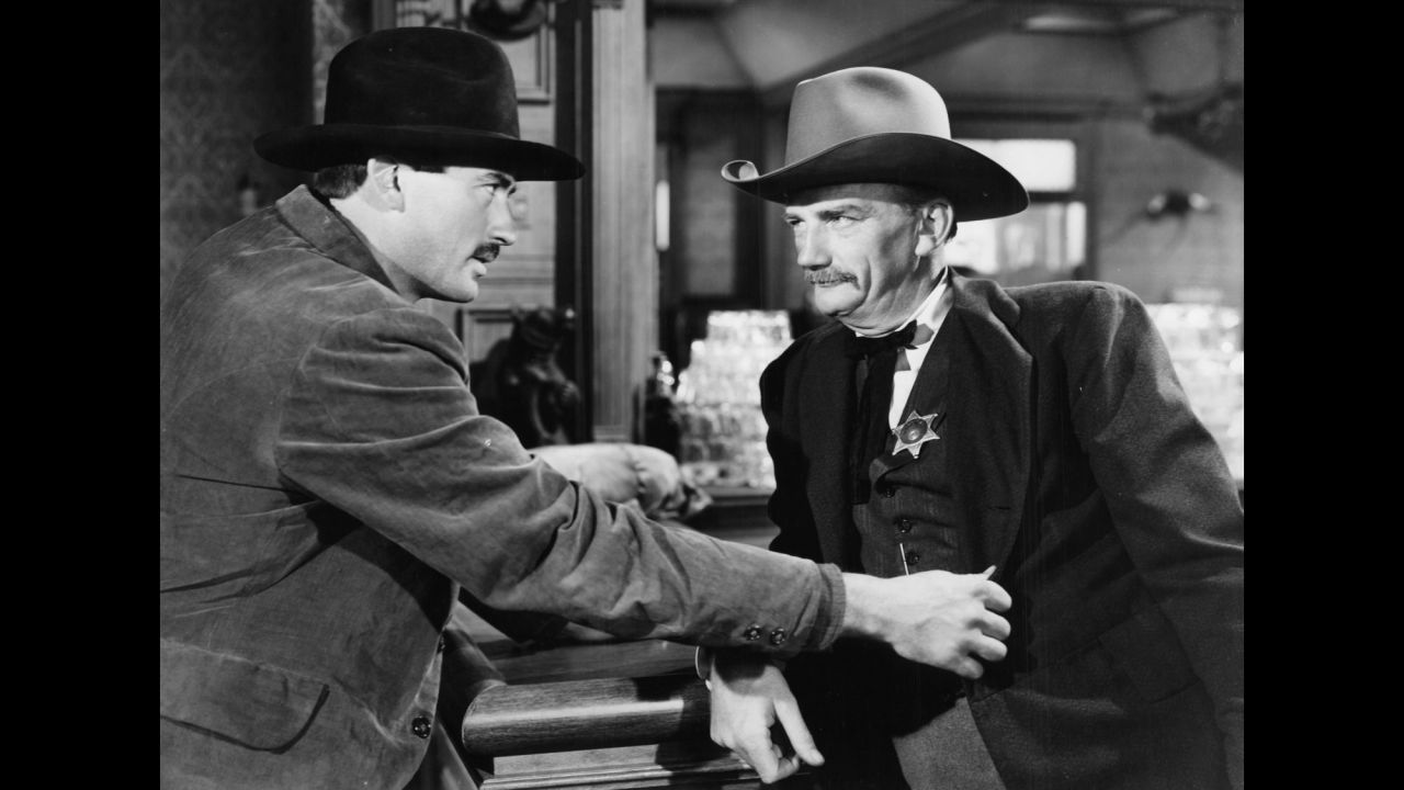 <strong>"The Gunfighter"</strong>: Gregory Peck (here grabbing the lapel of Millard Mitchell) is a gunfighter looking for love who finds trouble instead in this 1950 classic. <strong>(Amazon Prime)</strong>