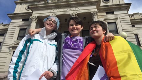 From left to right, transgender students Scout Brown, Nathan Leonard and Thomas Lewis.
