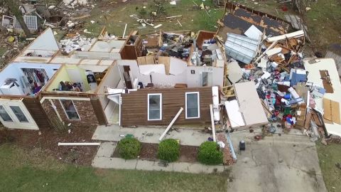 Pensacola apartment building damaged in tornado.