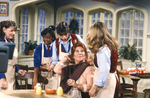 <strong>'The Facts of Life':</strong> This sitcom was a "Diff'rent Strokes" spinoff, taking its housekeeper character (played by Charlotte Rae, center) and making her the housemother at a school for girls. Who could forget the girls? From left are Mindy Cohn, who played Natalie Green; Kim Fields, who played Dorothy "Tootie" Ramsey;  Nancy McKeon, who played Joanna "Jo" Polniaczek; and Lisa Welchel, who played Blair Warner. Little-known fact: There were four extra girls in the first season of the show, including a then-unknown Molly Ringwald.