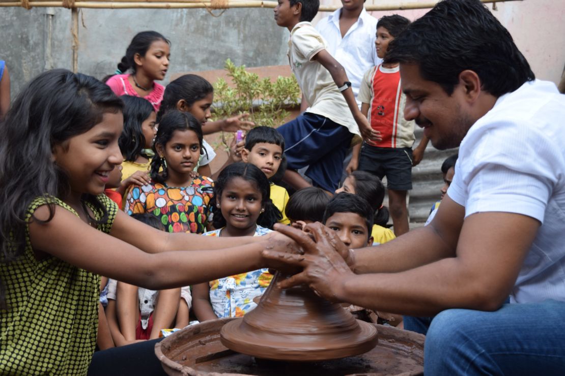A pottery class at Design Museum Dharavi in Mumbai 