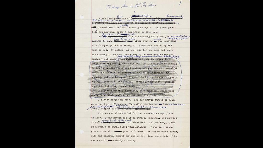 With the publication of "Kindred" in 1979, Butler was able to support herself writing full-time. The book was initially titled "To Keep Thee in All Thy Ways," from Psalms 91:11. A draft is stored in her archive at the Huntington.