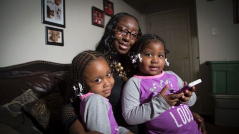 Tromeshia Horton's sister, Shameka Johnson, was shot dead in front of Johnson's house in Flint in 2012, when her girls, Brayla, left, and Kayla, were infants. 