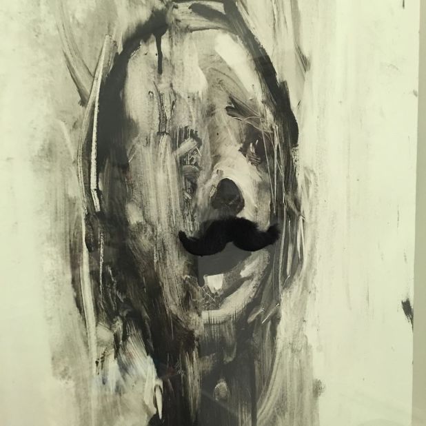 "My kids have absolutely no respect for the artworks or the artists behind them in my house. You can tell by the addition of this wonderful moustache to an Antony Micallef painting hanging in my house."