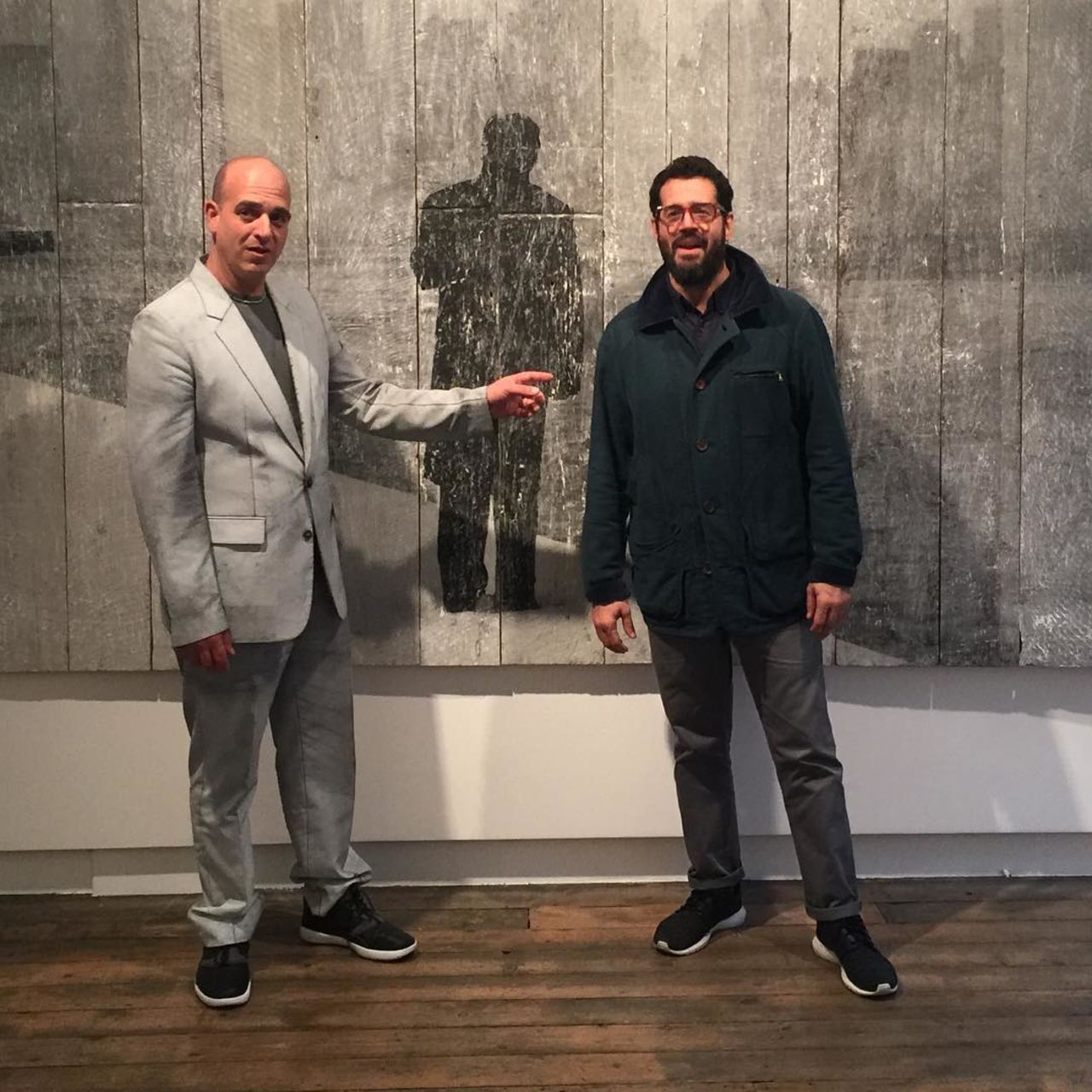 "Before the opening of the same JR show, our mutual friend José Parlá was in town and stopped by early to see us both. It was a great pleasure."