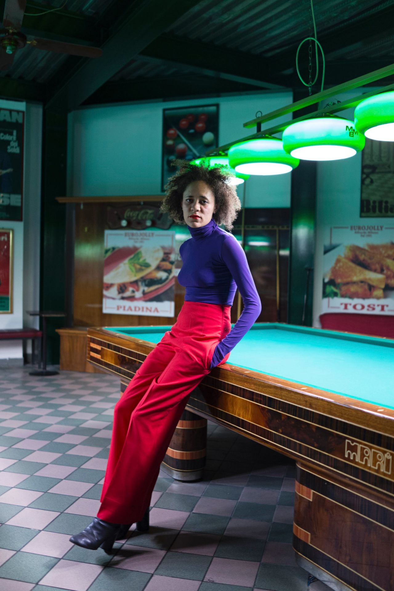 <strong>Lya, 26, is a producer for Stella McCartney</strong> -- photographed inside the old billiards room in Porta Genova, on the south side of Milan. 