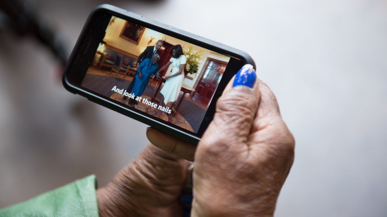 Virginia McLaurin, 106, watches video of her <a href="http://www.cnn.com/2016/02/22/politics/virginia-mclaurin-obama-meeting-video/" target="_blank">dancing with the Obamas</a> on Monday, February 22. The White House had posted the video the day before.