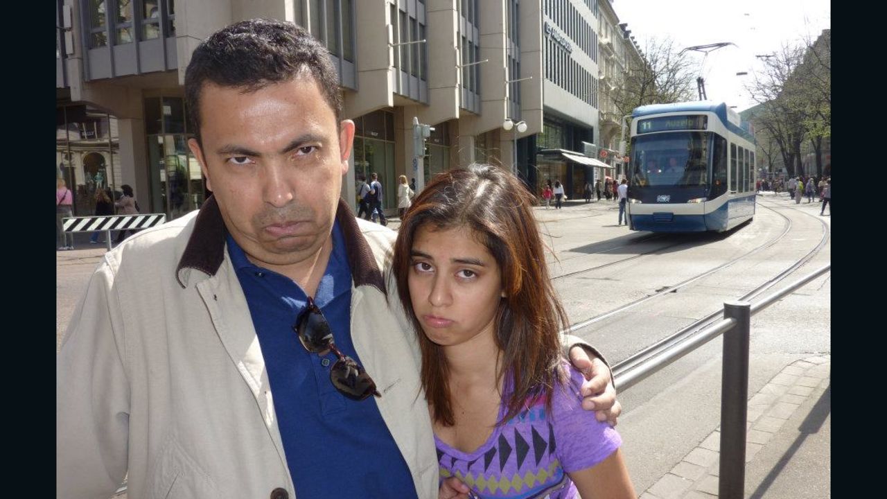 Father and daughter during one of their lighter moments.