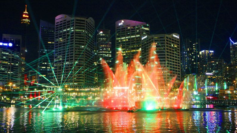 Colorful lights and dynamic jets of water join in the symphony at the <a href="http://www.vividsydney.com/event/light/vivid-laser-fountain-water-theatre" target="_blank" target="_blank">Vivid Laser-Fountain Water Theater</a> at Darling Harbor. Shows kick off on May 22 and run to June 8.