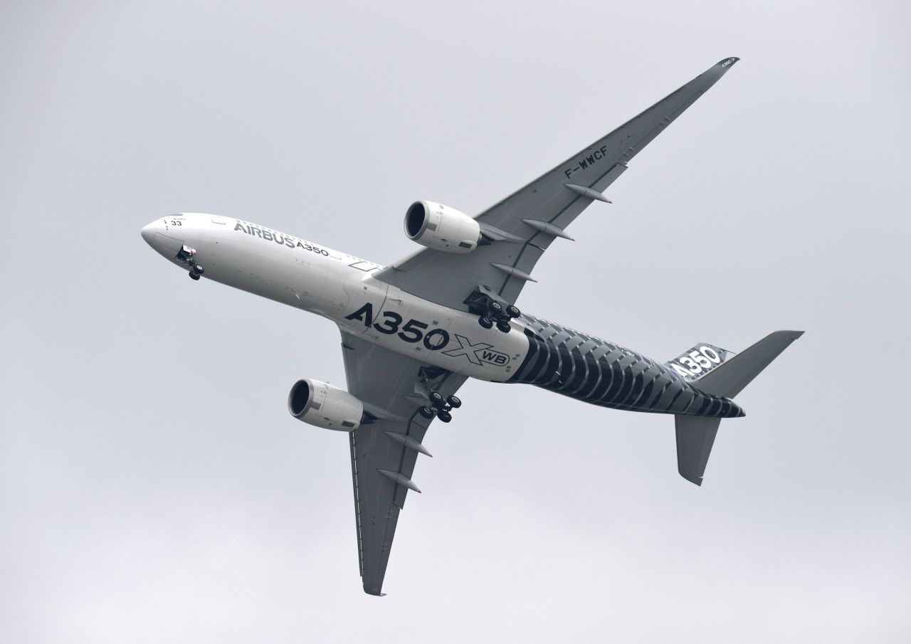 Launched in response to the success of the Boeing 787, the A350 is a wide-body long-haul airliner that holds between 280 and 400 passengers. Its maiden flight took place in 2013.