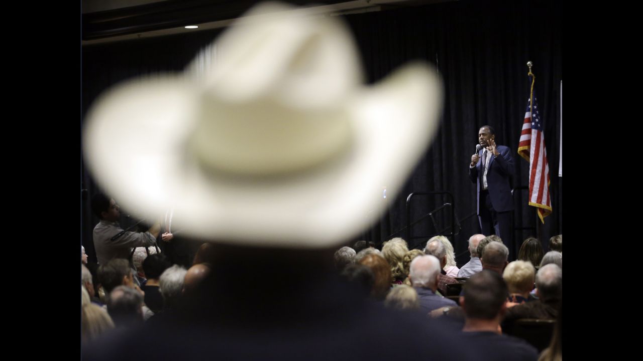 Supporters listen to Republican presidential candidate Ben Carson during a town hall meeting Sunday, February 21, in Reno, Nevada.