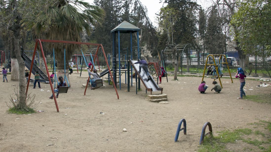 Children play in an Aleppo park. 