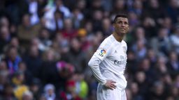 Cristiano Ronaldo of Real Madrid CF reacts as he fail to score during the La Liga match between Real Madrid CF and Club Atletico de Madrid at Estadio Santiago Bernabeu on February 27, 2016 in Madrid, Spain. 