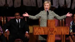 Democratic presidential candidate former Secretary of State Hillary Clinton speaks during church services at Mississippi Boulevard Christian Church on February 28, 2016 in Memphis, Tennessee.
