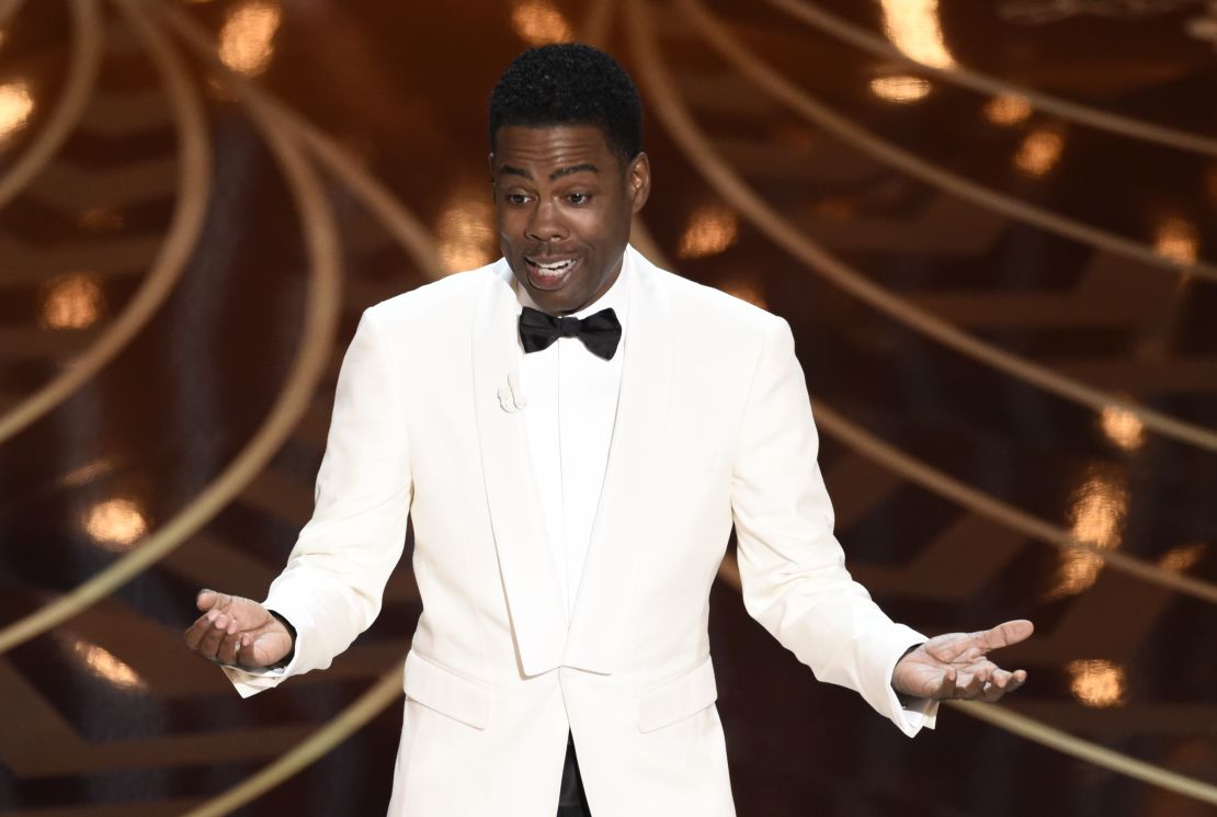 Host Chris Rock speaks at the Oscars on Sunday at the Dolby Theatre in Los Angeles. 