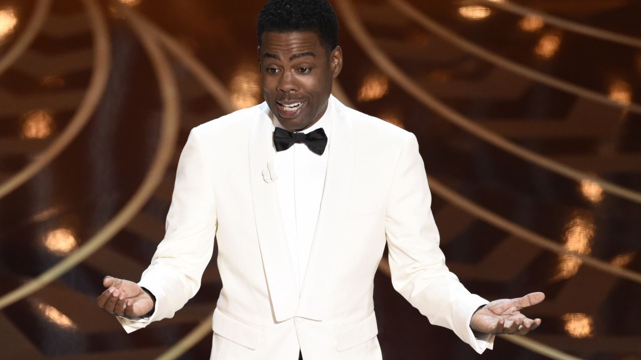 Host Chris Rock speaks at the Oscars on Sunday at the Dolby Theatre in Los Angeles. 