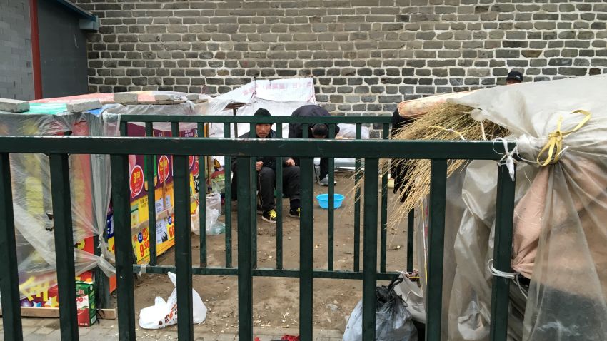 Several petitioners camped outside of China's state petition office on February 11, 2016. A week later, when CNN revisited the site, the shelter disappeared.