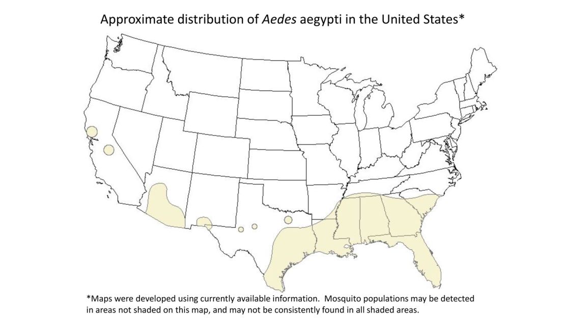 Maps of U.S. Aedes aegypti distribution 
"are incomplete," a CDC official said.