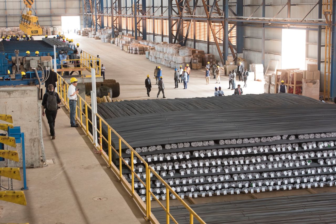 The facility is the largest steel mill in West and Central Africa, aiming to produce 500,000 tons a year, enough for domestic needs and to export. 