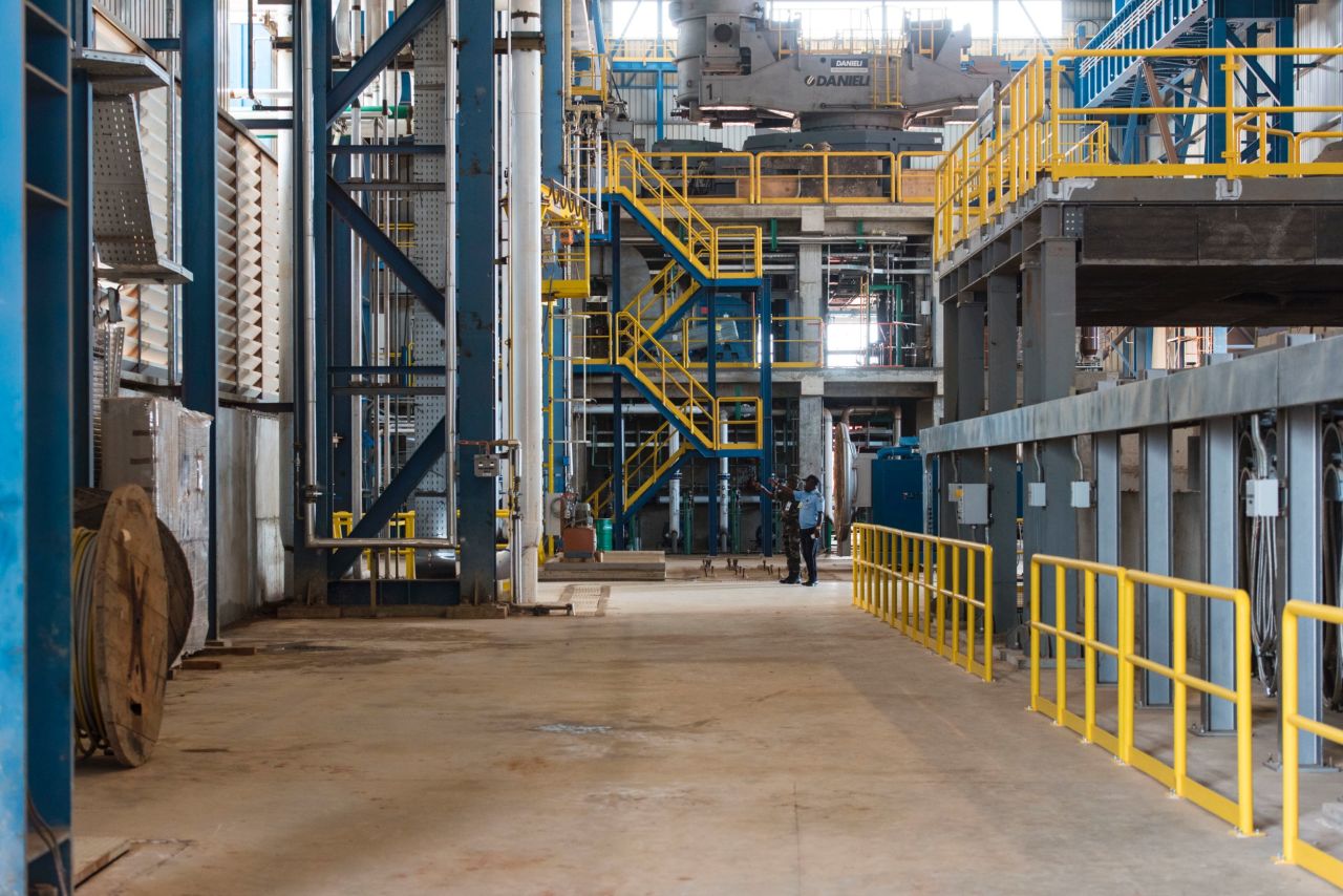 Inside the $300 million Aceria de Angola steel mill, north of the capital city Luanda. Angola's first steel mill will draw heavily on recycled war scrap. 