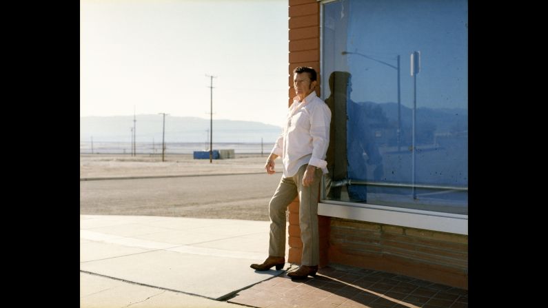 Benny stands outside the Esparza Family Restaurant, Trona's only eatery.