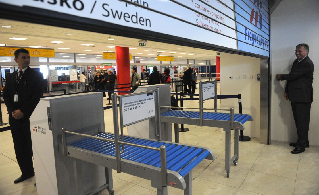 Border controls at the airport in Prague, the Czech Republic, were lifted in 2008 as it became a member state of the border-free Schengen Area along with other newcomers.