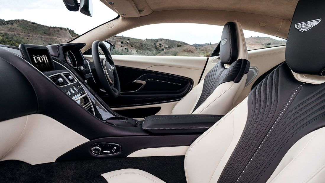 Mercedes influences reveal themselves inside too, which a new infotainment system to rival the likes of Ferrari and McLaren. Double-stitched leather upholstery can be personalized, with a wider gamut of options than the current flagship the Vanquish.