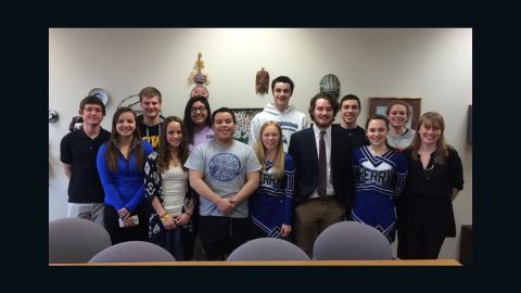 Perry High School students meet with Dallas Center-Grimes High School students in Perry Iowa.