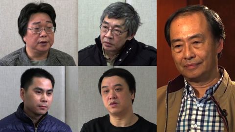 Five Hong Kong residents linked to controversial local publisher Mighty Current and Causeway Bay Books went missing in late 2015 only to reappear months later in Chinese custody. Lam Wing-Kee, top center, resurfaced in Hong Kong on June 16, 2016 after an 8-month absence, saying he had been abducted into the mainland.