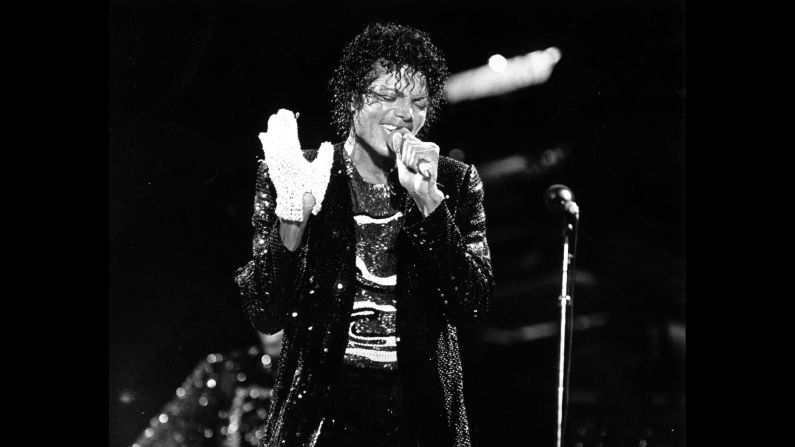 <strong>Legendary style:</strong> Pop star Michael Jackson sports a single white glove during the first show on his Victory Tour on July 7, 1984. The now-iconic glove, described as "the ultimate piece of Michael Jackson memorabilia," is a creation of designer Ted Shell and contains 50 tiny lights. It sold for <a href="index.php?page=&url=http%3A%2F%2Fwww.today.com%2Fid%2F37949347%2Fns%2Ftoday-today_entertainment%2Ft%2Fjacksons-victory-tour-glove-sells-k%2F%23.VudtYZPbKNM" target="_blank" target="_blank">$190,000</a> in 2010.