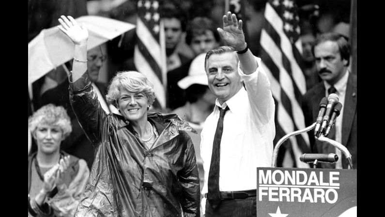 <strong>Political breakthrough:</strong> Democrat Geraldine Ferraro became the first female vice-presidential candidate on a major party ticket when she ran with Walter Mondale in 1984. During her campaign, <a href="index.php?page=&url=https%3A%2F%2Fwww.washingtonpost.com%2Flocal%2Fobituaries%2Fgeraldine-a-ferraro-first-woman-major-party-candidate-on-presidential-ticket-dies-at-75%2F2011%2F03%2F26%2FAFLyheeB_story.html" target="_blank" target="_blank">she said:</a> "This candidacy is not just a symbol, it's a breakthrough. It's not just a statement, it's a bond between women all over America."