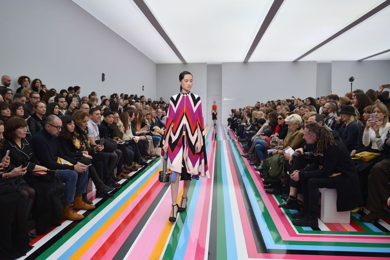 Fashion house Salvatore Ferragamo showed its latest looks on this bright and colorful runway. 